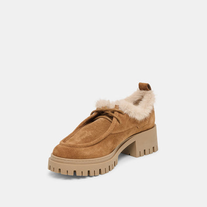 Milza Plush Lt Brown Suede Loafers | Dolce Vita