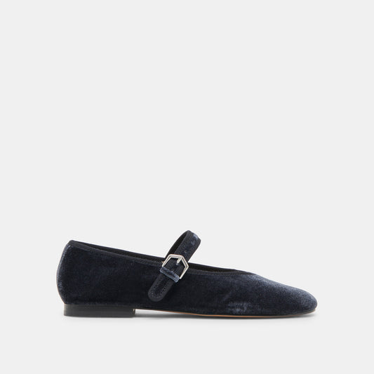 ROSLYN BALLET FLATS DUSTY BLUE VELVET | Dolce Vita