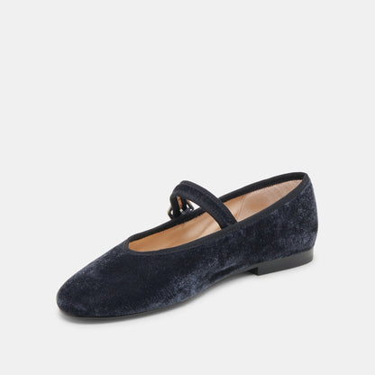 ROSLYN BALLET FLATS DUSTY BLUE VELVET | Dolce Vita