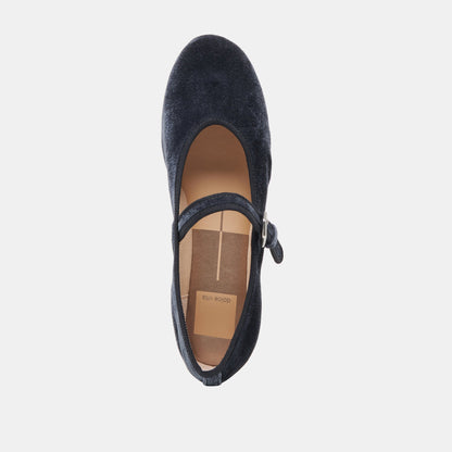 ROSLYN BALLET FLATS DUSTY BLUE VELVET | Dolce Vita