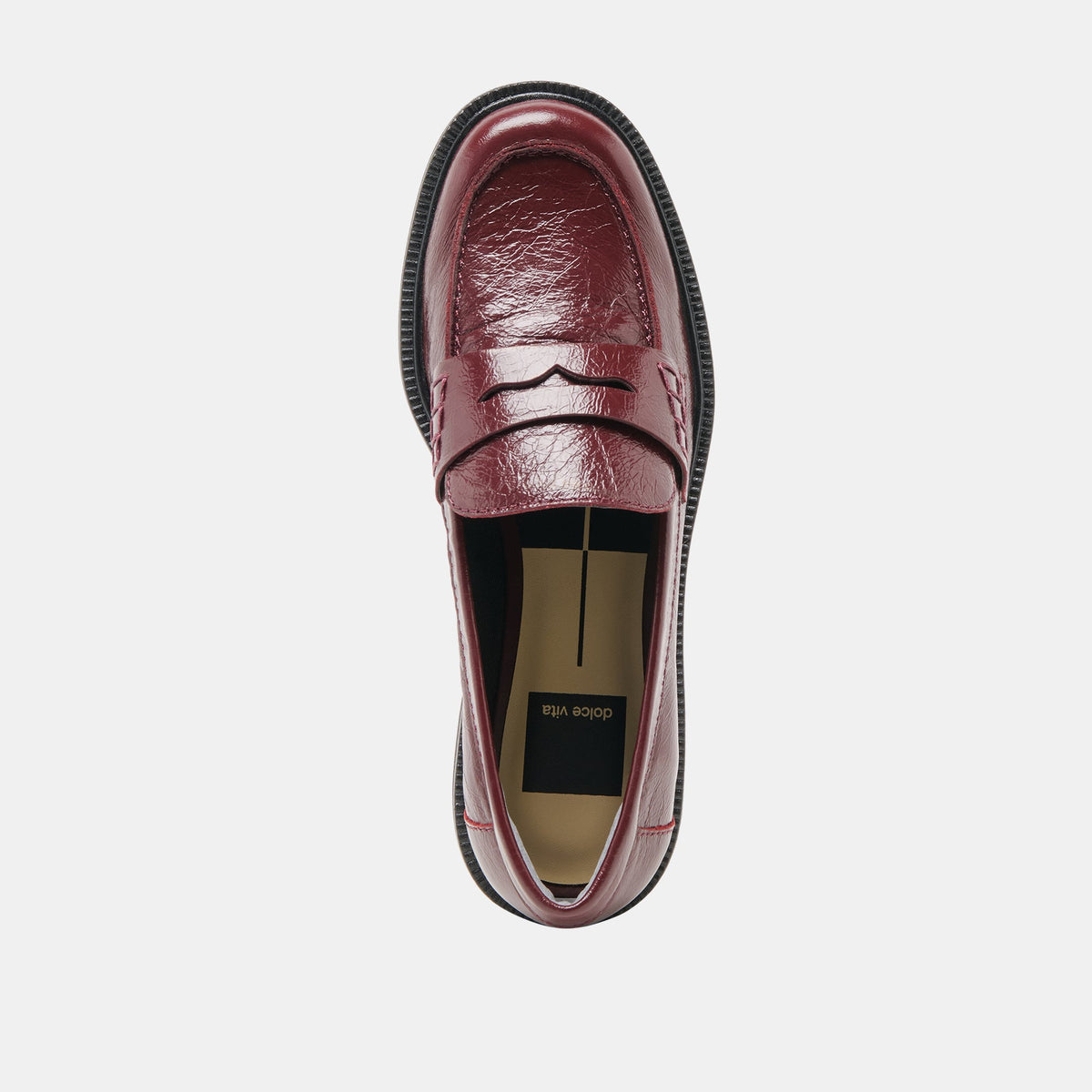 Tiggy Oxblood Crinkle Patent Loafers | Dolce Vita