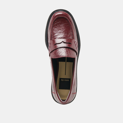 Tiggy Oxblood Crinkle Patent Loafers | Dolce Vita