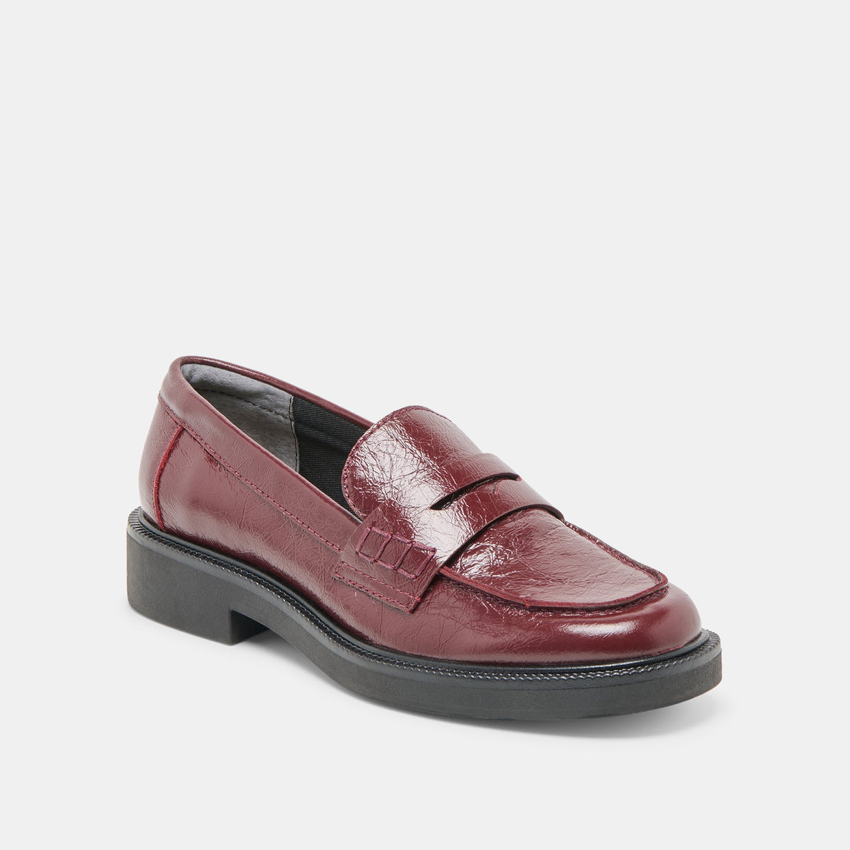 Tiggy Oxblood Crinkle Patent Loafers | Dolce Vita