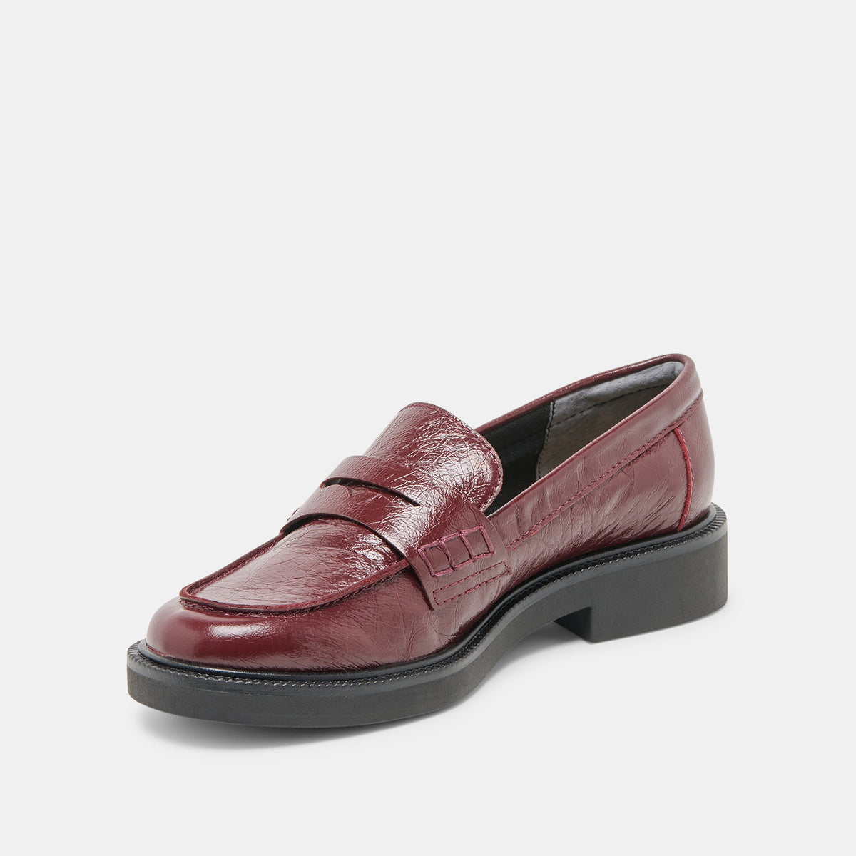 Tiggy Oxblood Crinkle Patent Loafers | Dolce Vita