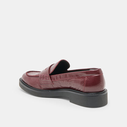 Tiggy Oxblood Crinkle Patent Loafers | Dolce Vita