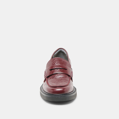 Tiggy Oxblood Crinkle Patent Loafers | Dolce Vita