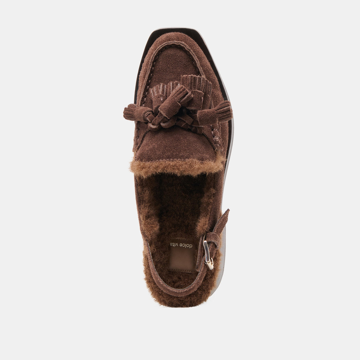 Hamlit Plush Dk Brown Suede Loafers | Dolce Vita