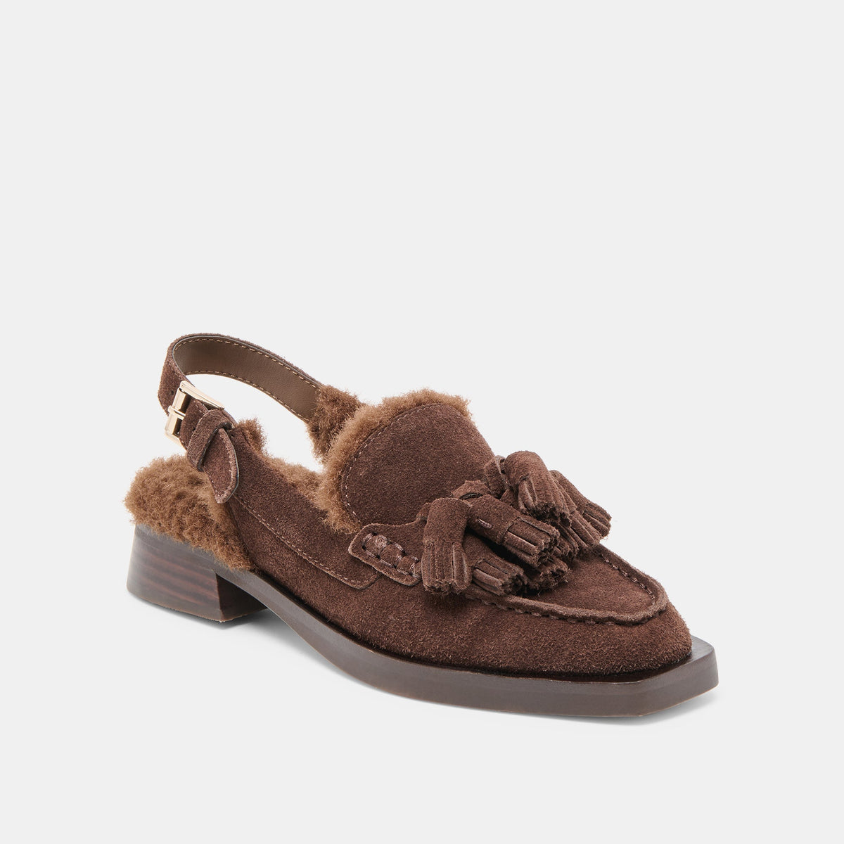 Hamlit Plush Dk Brown Suede Loafers | Dolce Vita