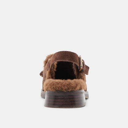 Hamlit Plush Dk Brown Suede Loafers | Dolce Vita
