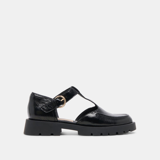 EMILIO FLATS MIDNIGHT CRINKLE PATENT LEATHER | Dolce Vita