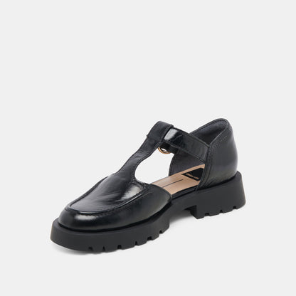 EMILIO FLATS MIDNIGHT CRINKLE PATENT LEATHER | Dolce Vita