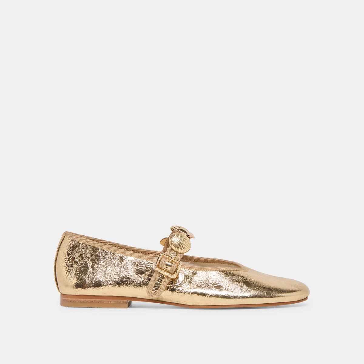 Relan Gold Distressed Leather Ballet Flats | Dolce Vita