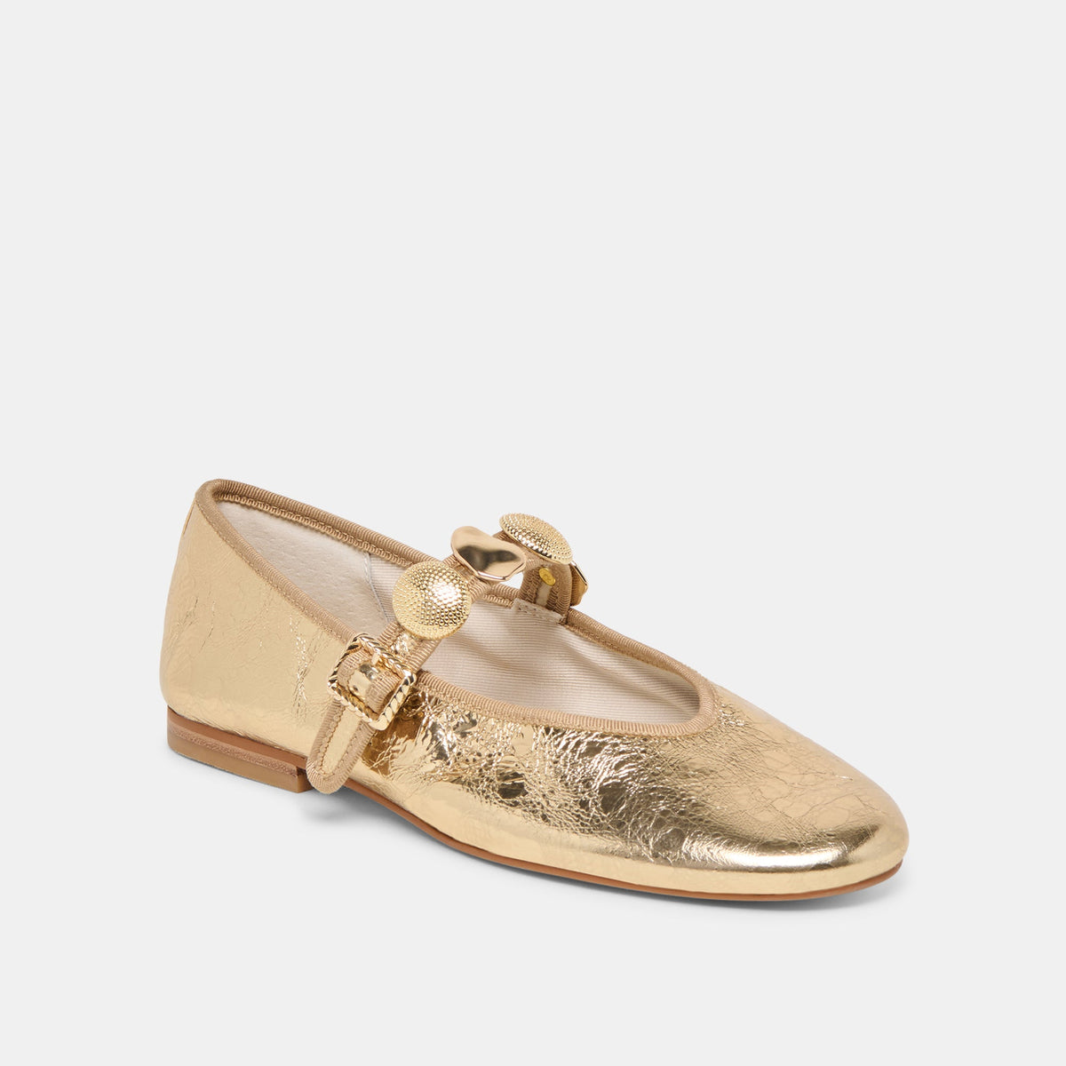 Relan Gold Distressed Leather Ballet Flats | Dolce Vita