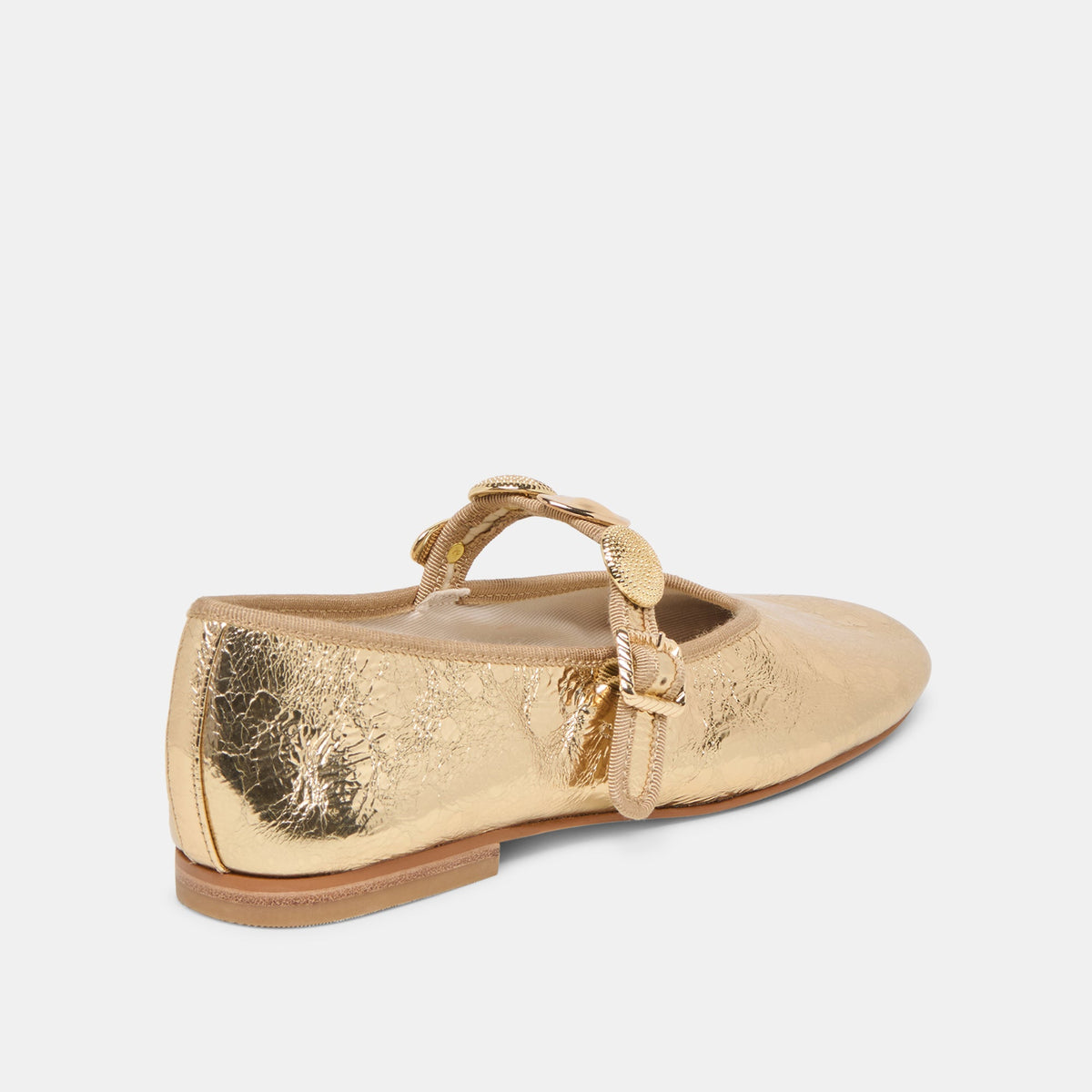 Relan Gold Distressed Leather Ballet Flats | Dolce Vita