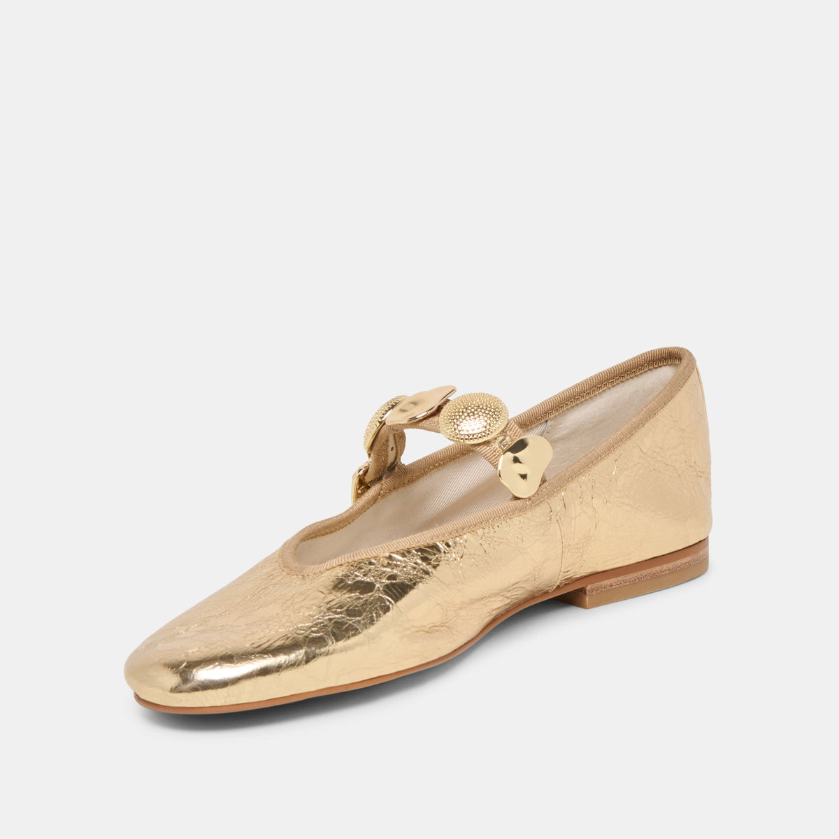 Relan Gold Distressed Leather Ballet Flats | Dolce Vita