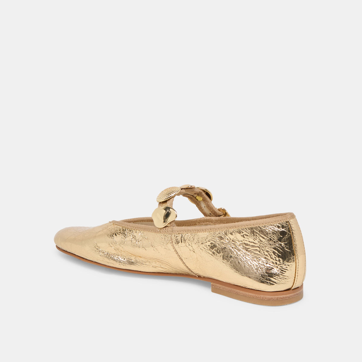 Relan Gold Distressed Leather Ballet Flats | Dolce Vita