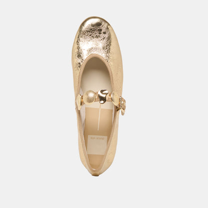 Relan Gold Distressed Leather Ballet Flats | Dolce Vita