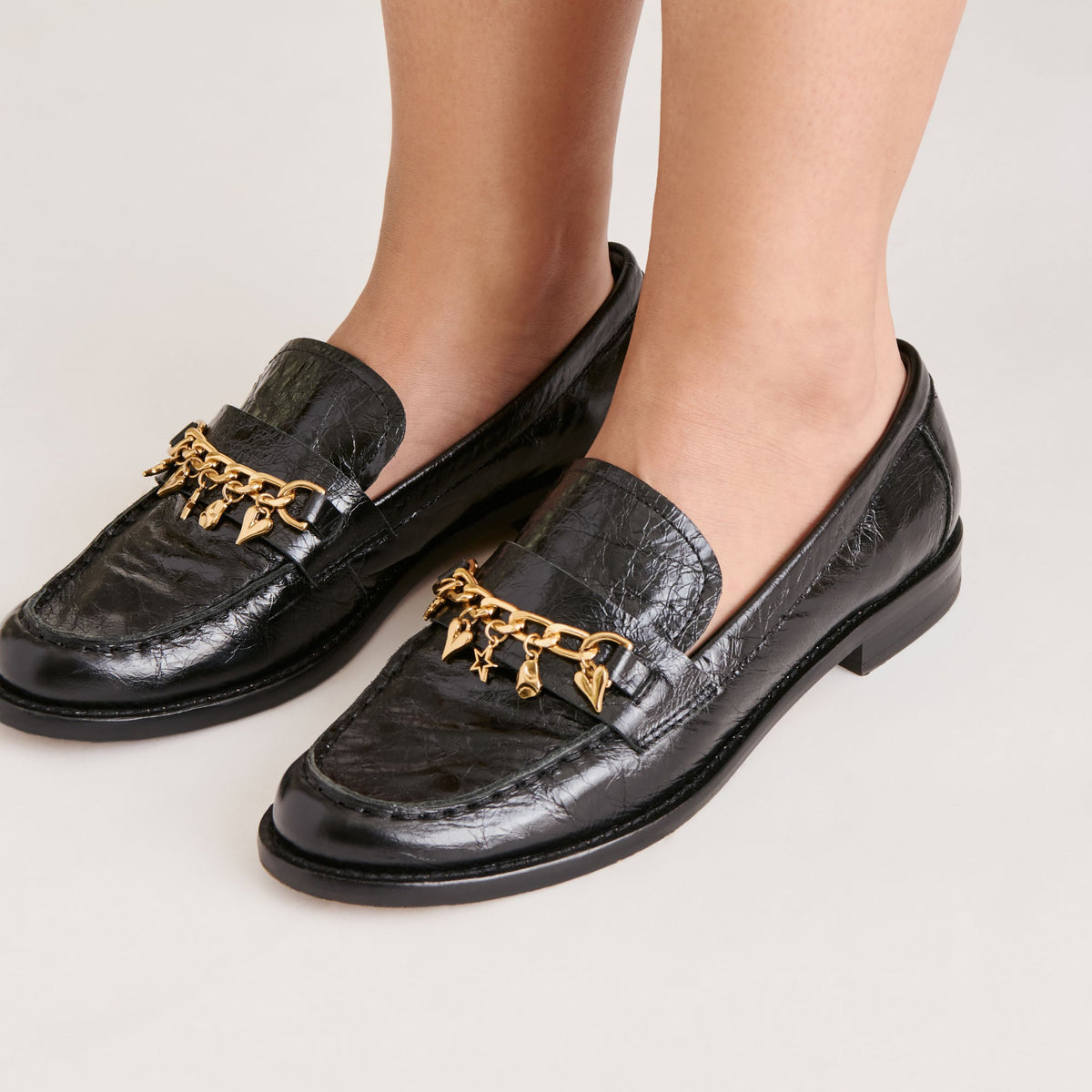 Waylen Midnight Crinkle Patent Loafers | Dolce Vita