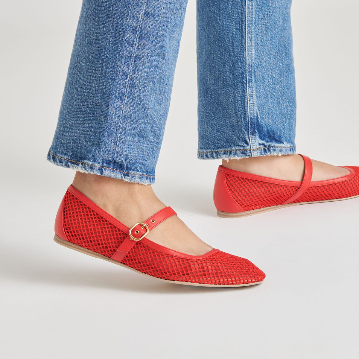 RODNI MESH BALLET FLATS CHILI WOVEN MESH | Dolce Vita