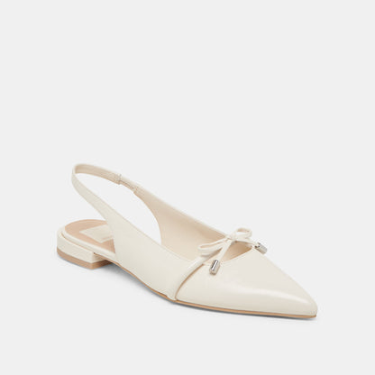 PAYGE FLATS OFF WHITE CRINKLE PATENT | Dolce Vita
