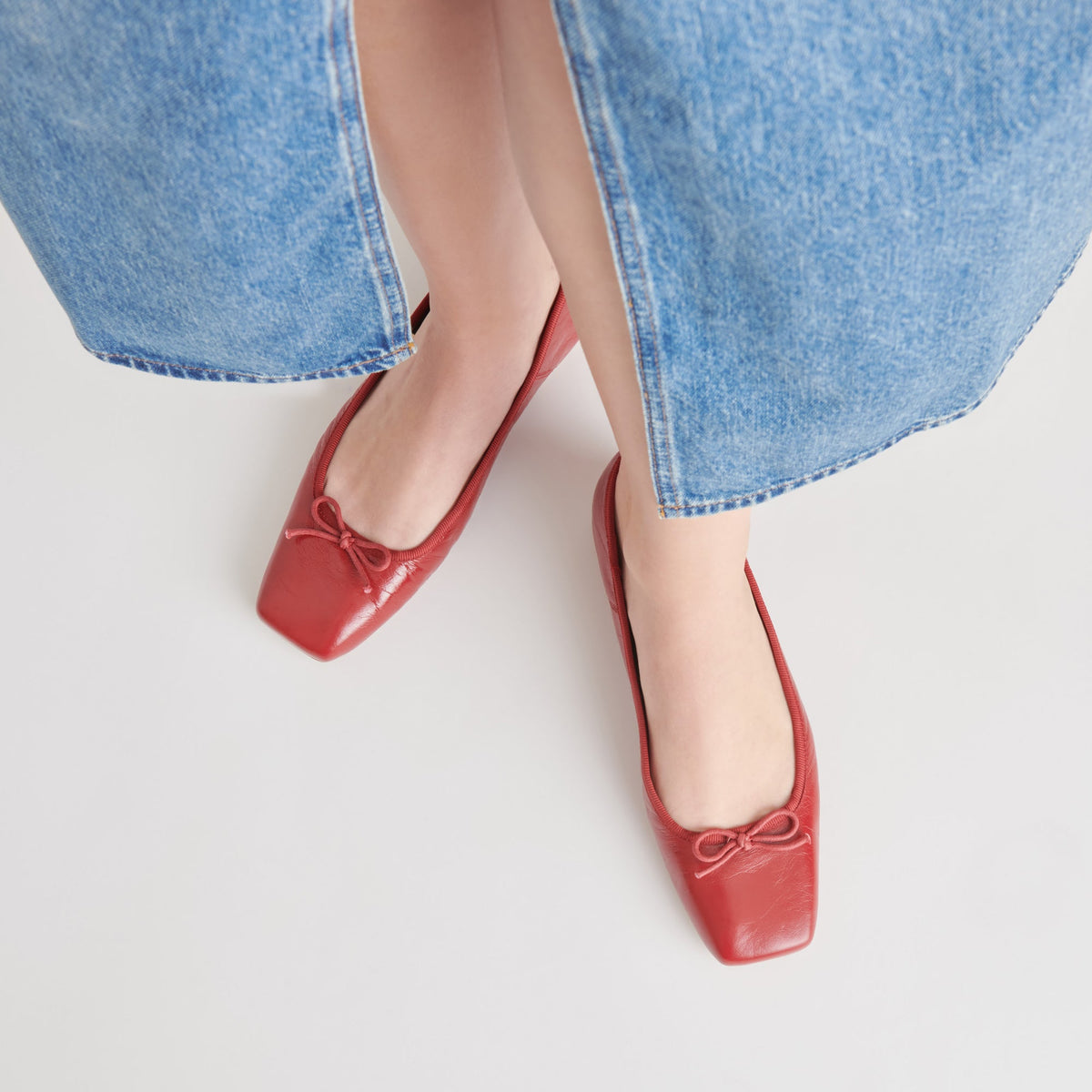 Anisa Ballet Flats RED CRINKLE PATENT | Dolce Vita