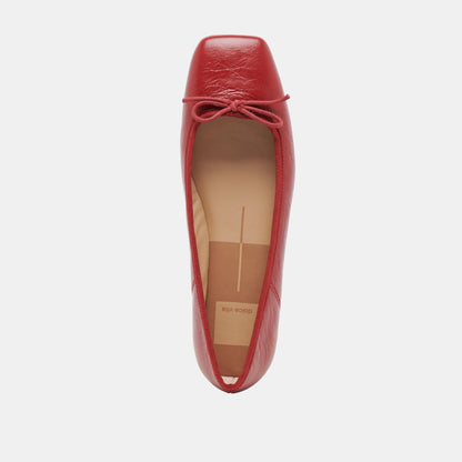 Anisa Ballet Flats RED CRINKLE PATENT | Dolce Vita
