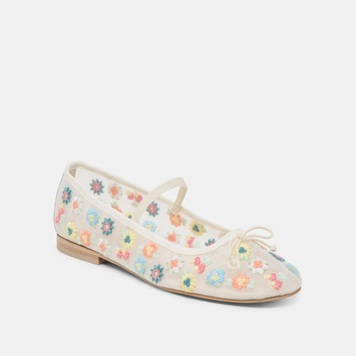 CADEL FLORAL BALLET FLATS IVORY FLORAL MESH | Dolce Vita