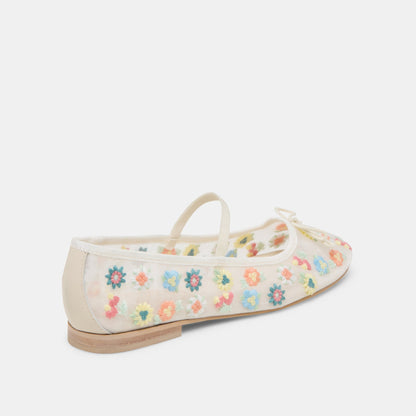 CADEL FLORAL BALLET FLATS IVORY FLORAL MESH | Dolce Vita