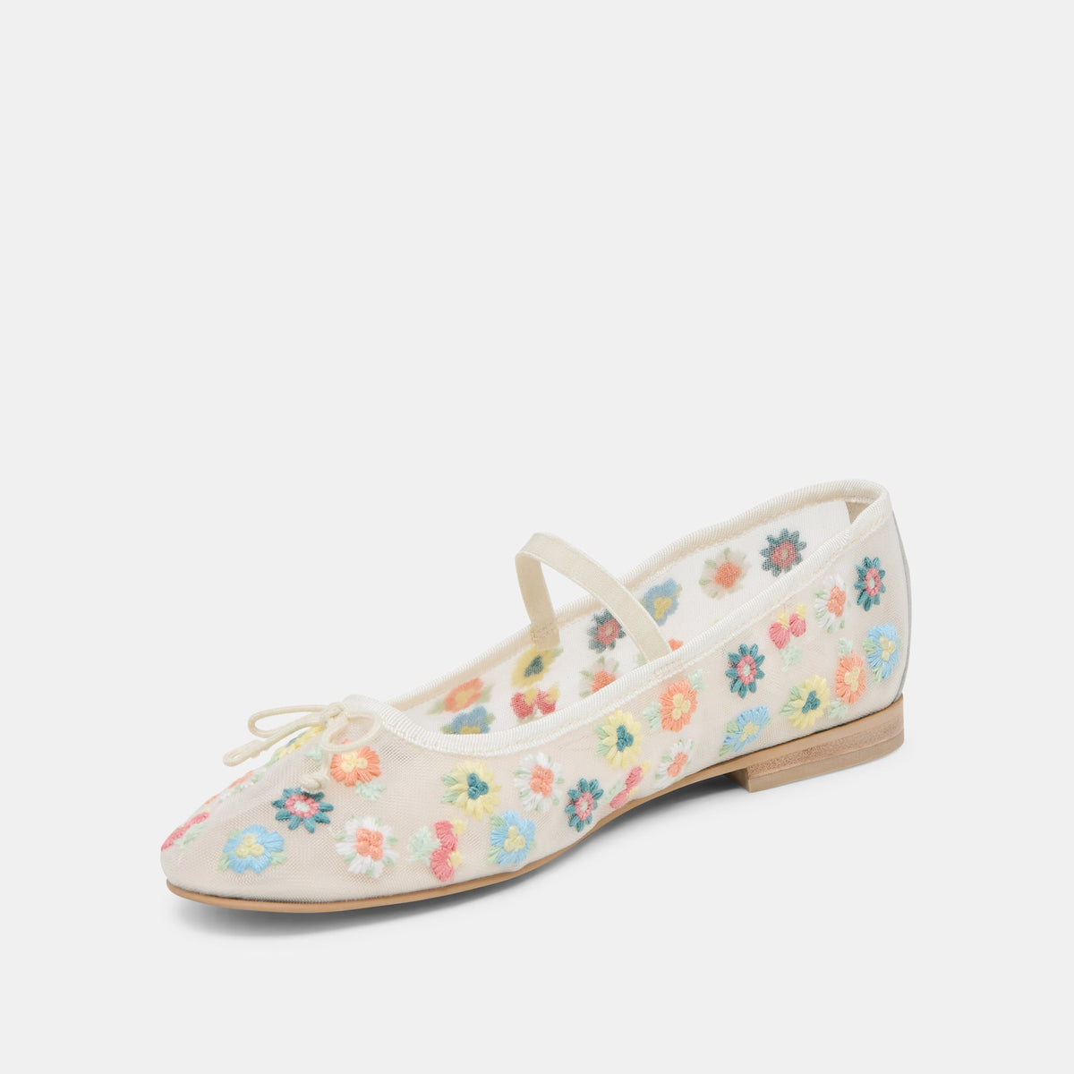 CADEL FLORAL BALLET FLATS IVORY FLORAL MESH | Dolce Vita