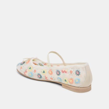 CADEL FLORAL BALLET FLATS IVORY FLORAL MESH | Dolce Vita