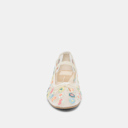 CADEL FLORAL BALLET FLATS IVORY FLORAL MESH | Dolce Vita
