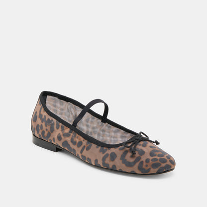 CADEL BALLET FLATS DK LEOPARD MESH | Dolce Vita