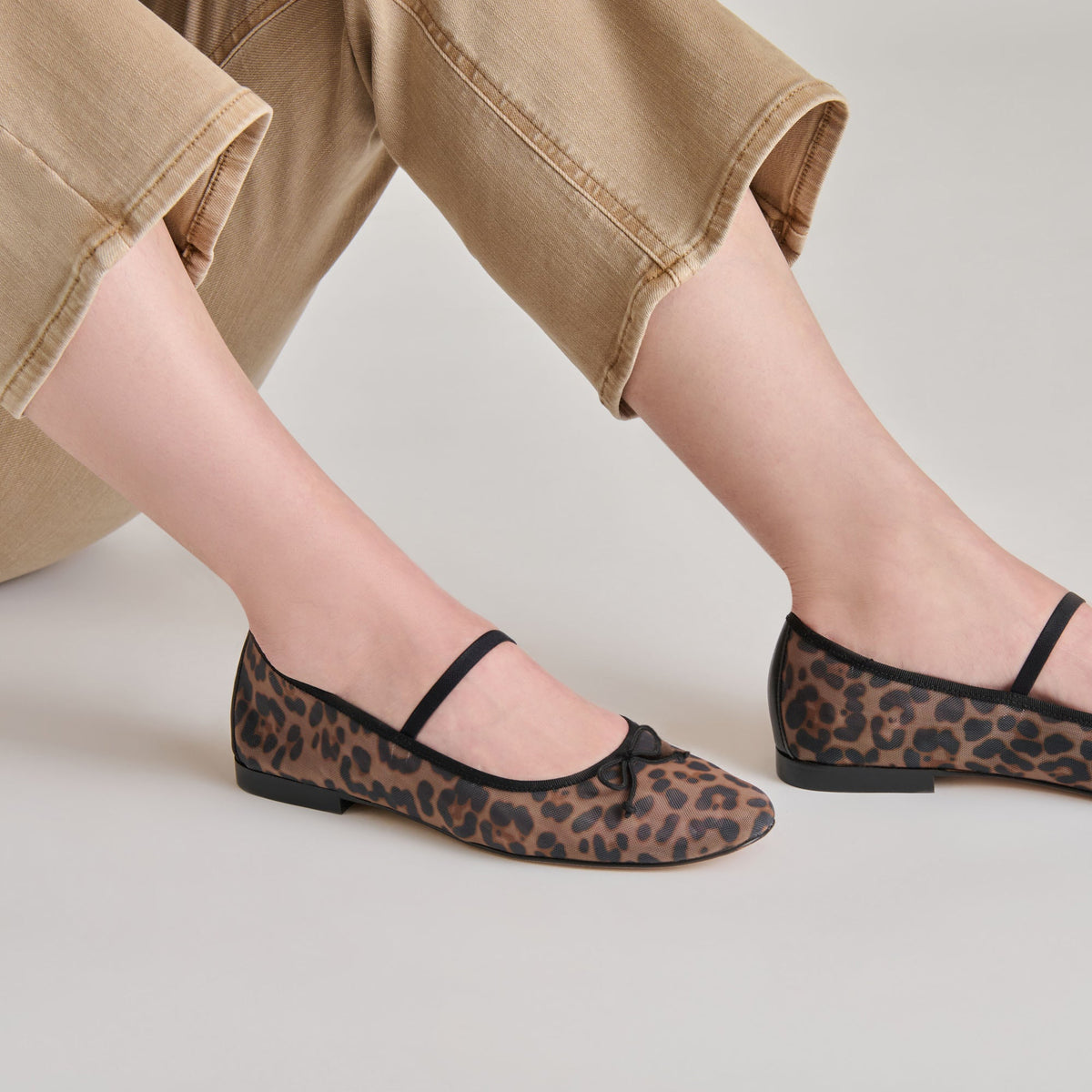 CADEL BALLET FLATS DK LEOPARD MESH | Dolce Vita