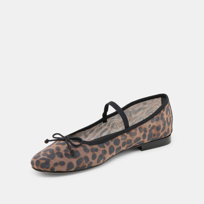 CADEL BALLET FLATS DK LEOPARD MESH | Dolce Vita
