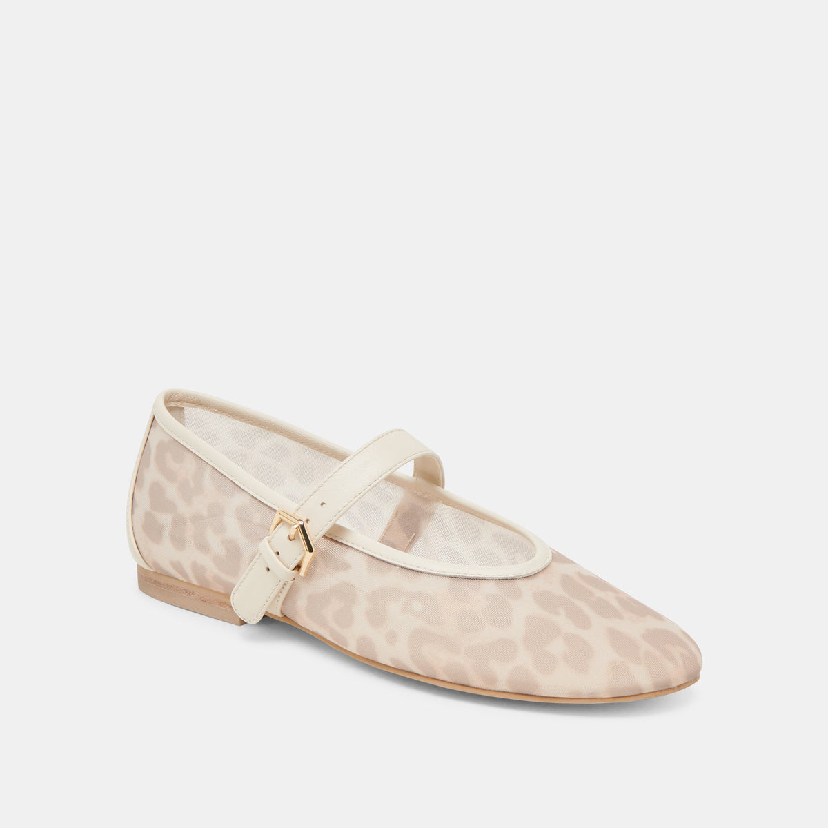 ROSLYN BALLET FLATS WHITE LEOPARD MESH | Dolce Vita