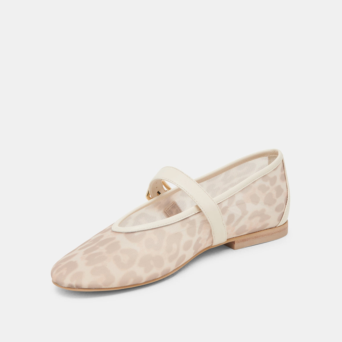 ROSLYN BALLET FLATS WHITE LEOPARD MESH | Dolce Vita