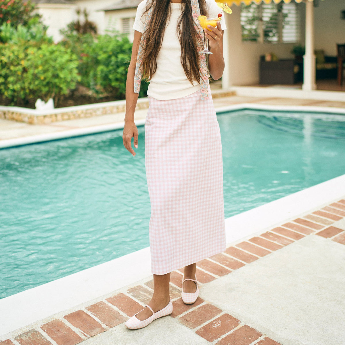 Reyes X Byrdie Golf Pink Plaid Gingham Ballet Flats | Dolce Vita