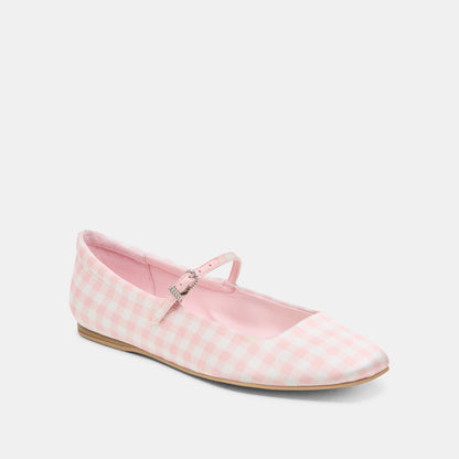 Reyes X Byrdie Golf Pink Plaid Gingham Ballet Flats | Dolce Vita