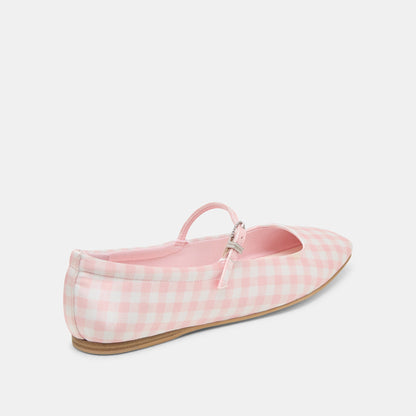 Reyes X Byrdie Golf Pink Plaid Gingham Ballet Flats | Dolce Vita