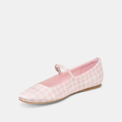 Reyes X Byrdie Golf Pink Plaid Gingham Ballet Flats | Dolce Vita