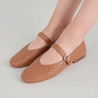 Roslyn Saddle Woven Leather Ballet Flats | Dolce Vita