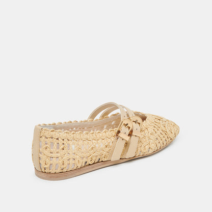 BAYLEE SUNFLOWER WIDE BALLET FLATS LT NATURAL MACRAME | Dolce Vita