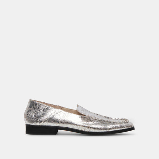 Beny Flats Silver Distressed Leather | Dolce Vita