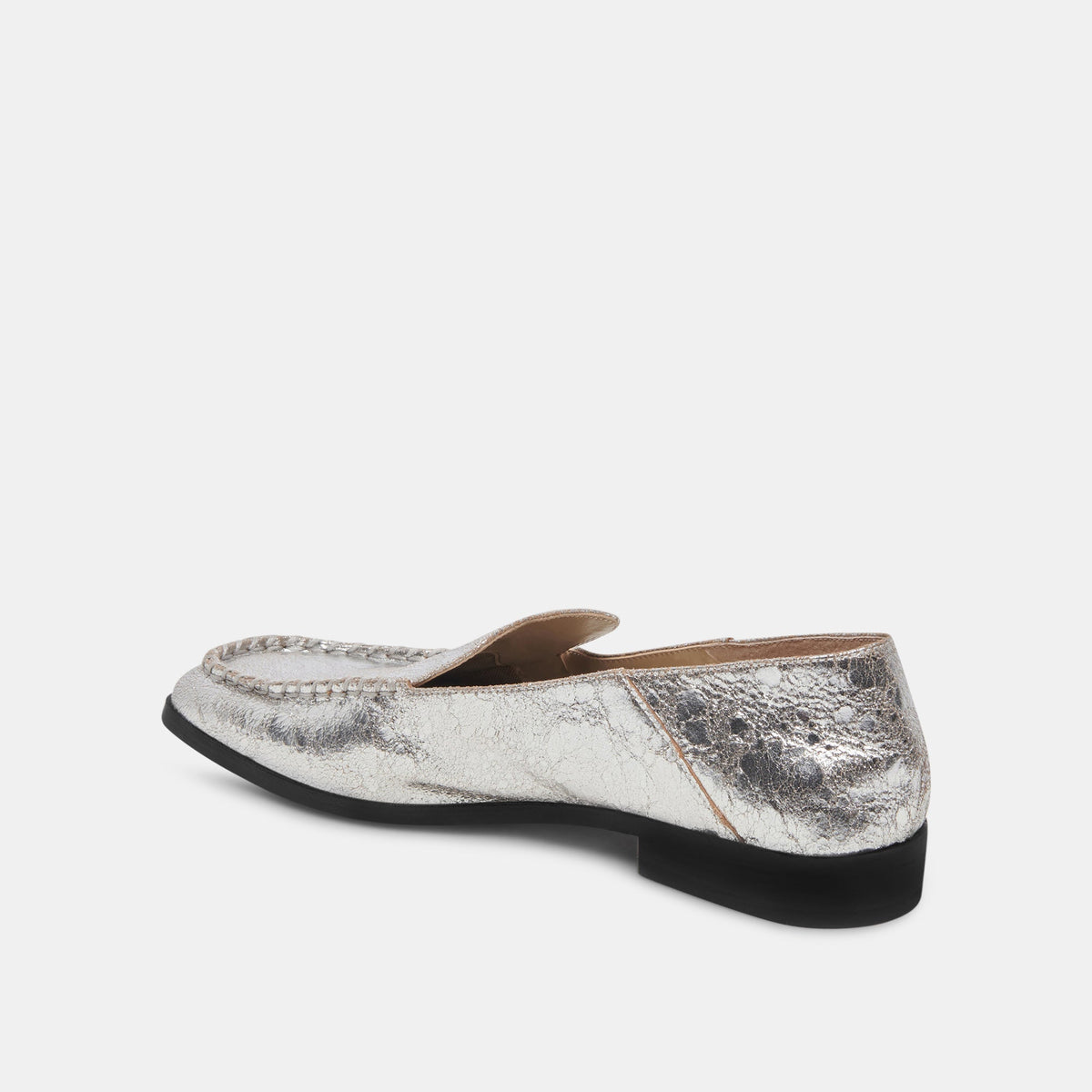 Beny Flats Silver Distressed Leather | Dolce Vita