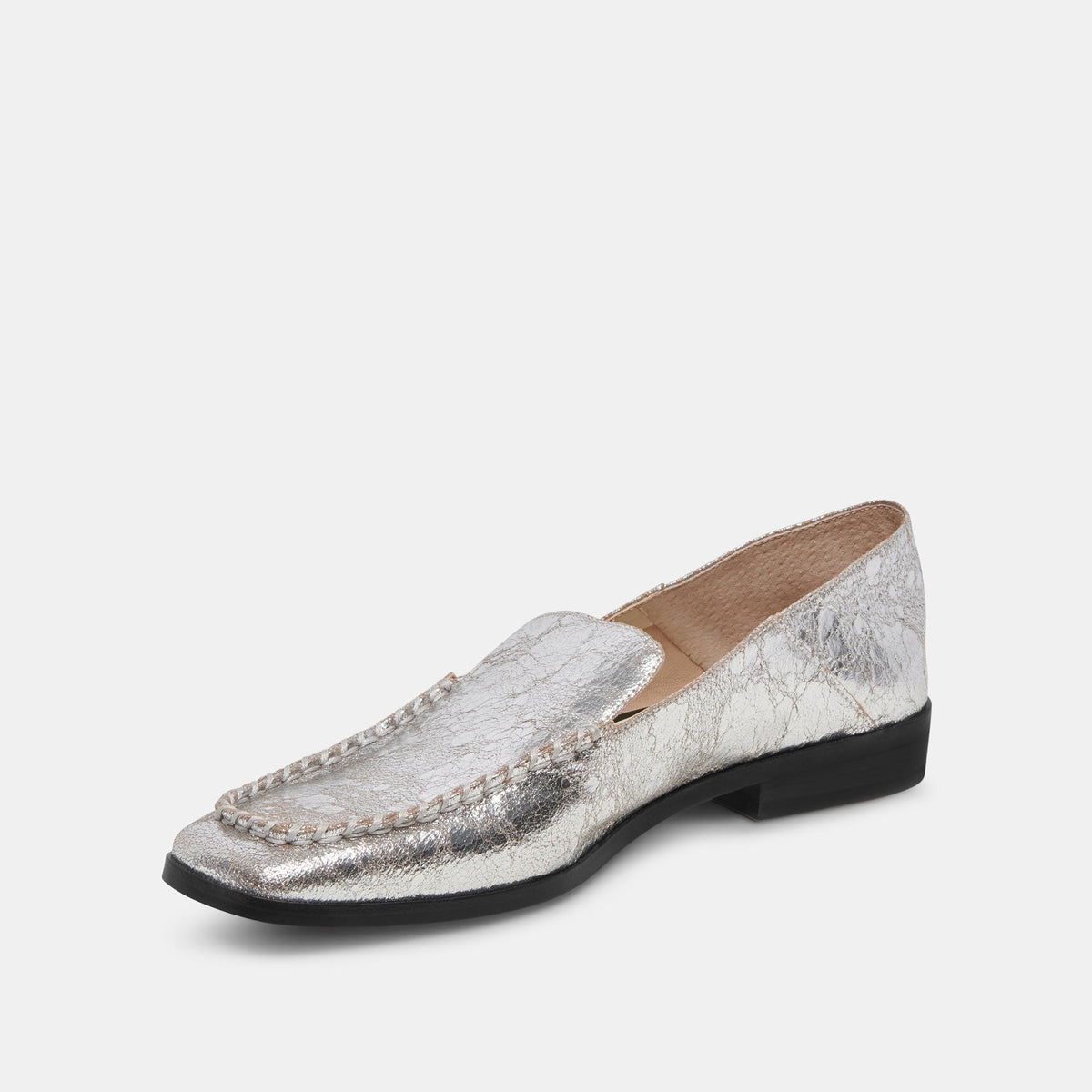 Beny Flats Silver Distressed Leather | Dolce Vita