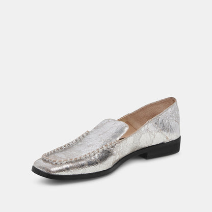 Beny Flats Silver Distressed Leather | Dolce Vita