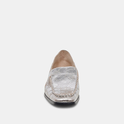 Beny Flats Silver Distressed Leather | Dolce Vita