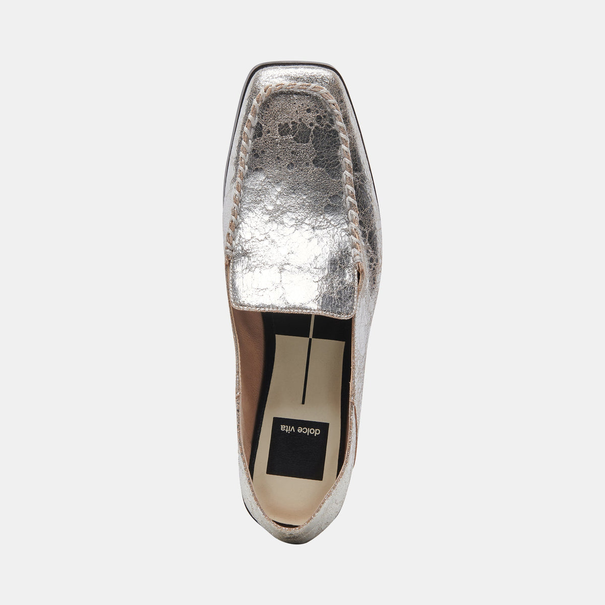 Beny Flats Silver Distressed Leather | Dolce Vita