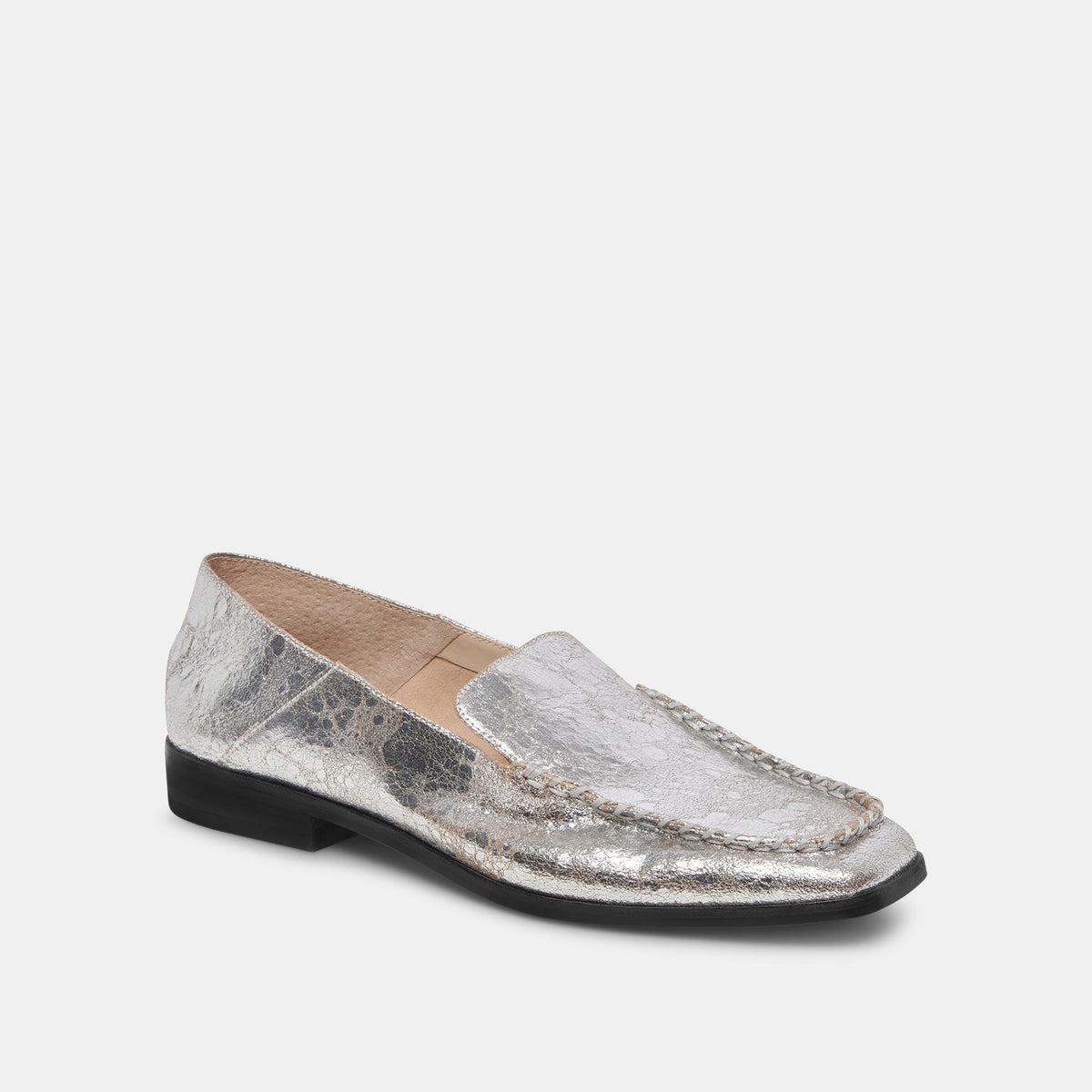 Beny Flats Silver Distressed Leather | Dolce Vita