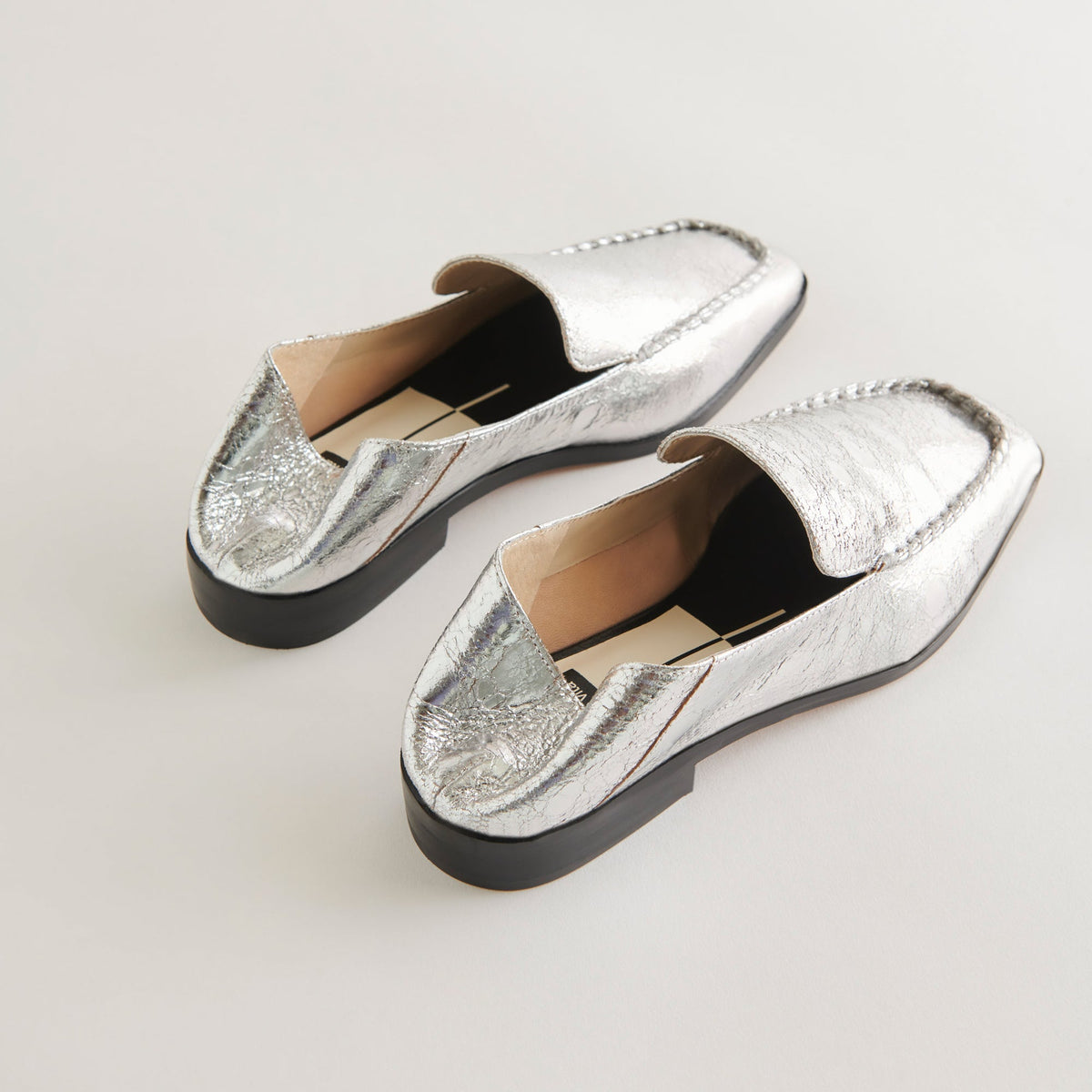 Beny Flats Silver Distressed Leather | Dolce Vita